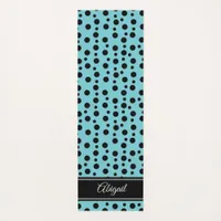 Personalized Black Polka Dot Blue Zen Yoga Mat