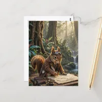 Steampunk Cute Squirrel Explorer Postcard