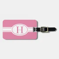 White band and oval shield with your monogram luggage tag