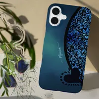 Trendy Chick Floral Blue Gradient Heart  iPhone 16 Plus Case