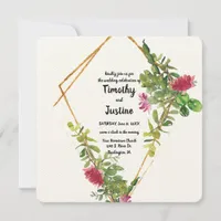 Desert Flowers and Cactus Watercolor Wedding Invitation