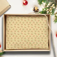 Red Green Kitschy Vintage Holly Berry Christmas Tissue Paper