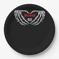 Skeleton Hands Folded In A Heart Funny Halloween Paper Plates