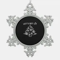 Let's Get Lit Christmas Tree Holiday Lights Essent Snowflake Pewter Christmas Ornament