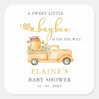 Little Sweetie Is On The Way Honeybee Baby Shower  Square Sticker