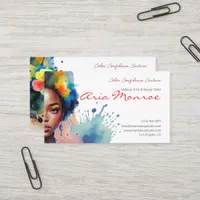 Vibrant Afro Art Makeup Artist  Business Card