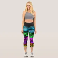 Rainbow Zebra Print Capri Leggings