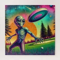 Alien Disc Golf Player in Outer Space