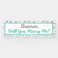 Will you Marry Me, Silver Hearts an Teal Banner