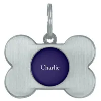 Custom Personalized Name Photo Art Dark Blue Pet ID Tag