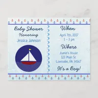 Baby Boy Sailboat Blue Baby Shower Invitation