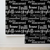 Pasta Names Typographic Kitchen Patterned Wallpaper