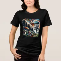 Vintage Mushrooms and Disc Golf Course Ai Art Tri-Blend Shirt