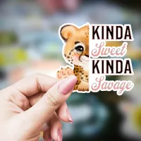 Kinda Sweet Kinda Savage Cute Leopard Sticker