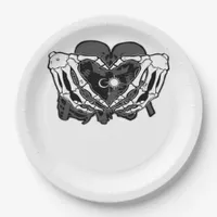 Sunand One Skeleton Heart Hands Unique Expression Paper Plates