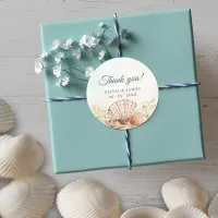 Seashells Beach Tropical Thank You Wedding Classic Round Sticker