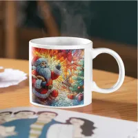 Majestic Stained Glass Santa and Reindeerts Two-Tone Coffee Mug