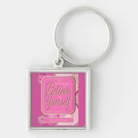 Positive Affirmation in Pink & Gold Marble Keychain