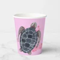 Ocean Animals Turtle Kids Birthday Party Pink Paper Cups