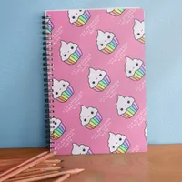 Pink Monogram Cute Cupcake Name Subject School Notebook