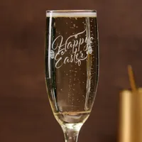 Happy Easter Calligraphy Champagne Flute