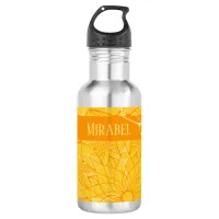 Custom Monochrome Orange Mandala Water Bottle