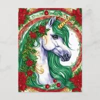 Christmas Unicorn Postcard