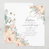 Blush Pink Floral Girl Baptism Invitation