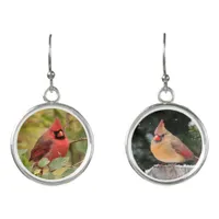 Northern Cardinal Pair Male and Female Photo Earrings