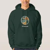 Retro green Mountain Adventure Camping Hoodie