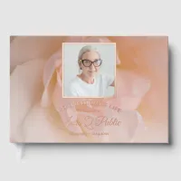 Blush Pink Rose Flower Celebration of Life Foil Guest Book