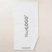 Clean Minimalist Modern White Vertical Logo Luxury Bath Towel