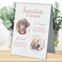 Signature Drinks Elegant Rose Gold Pet Wedding Table Tent