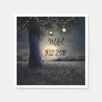Personalized Wedding Napkins Moonlight and Lantern