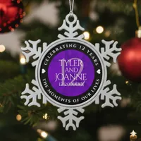 Elegant 12th Silk Wedding Anniversary Celebration Snowflake Pewter Christmas Ornament