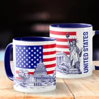 USA America Flag Monument Illustration Souvenir Mug