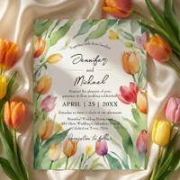 Watercolor Tulip Garden Spring Floral Wedding Invitation