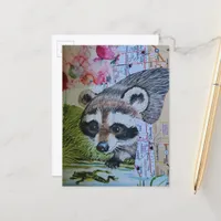 Baby Raccoon Collage Postcard