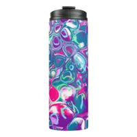 Pink and Blue Abstract Fluid Art   Thermal Tumbler