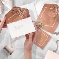 Lush Palm Leaf Wedding Terra Cotta ID956 All In One Invitation