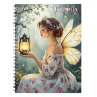 Pretty Fairy Themed Floral Fairytale Personalized Notebook