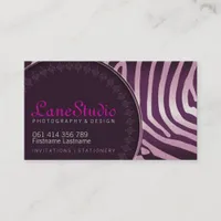 Pink Purple Zebra Style w/ Logo Business Cards