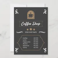 Coffee Shop Retro Menu Card