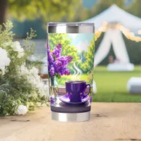 Pretty Purple Lilacs and Coffee  Insulated Tumbler