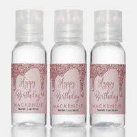 Luxury Rose Gold Sparkle Glitter Drips Monogram Hand Sanitizer