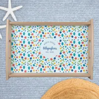 Ocean custom family name beach house sea collage serving tray