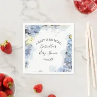 Blue Hydrangea Flowers Baby is Brewing Shower  Napkins