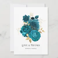 Vintage Turquoise and Gold Wedding Thank You Card