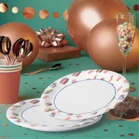 Blue Border with Patriotic Illustrations  Paper Plates