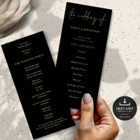 Elegant Gold Black Wedding Program